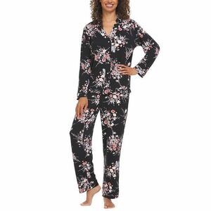 Flora Nikrooz Pajama Set Women 3X (24W-26W) Notch Collar Floral Soft Comfort
